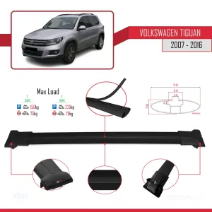 Volkswagen Tiguan 2007-2016 Arası ile uyumlu FLY Model Ara Atkı Tavan Barı SİYAH thumb 4