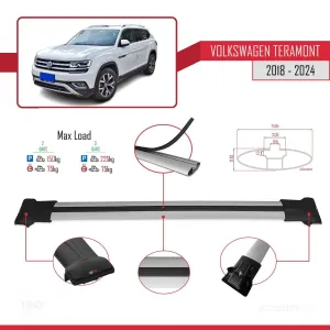 Volkswagen Teramont 2018 ve Sonrası ile Uyumlu FLY Model Ara Atkı Tavan Barı GRİ thumb 4