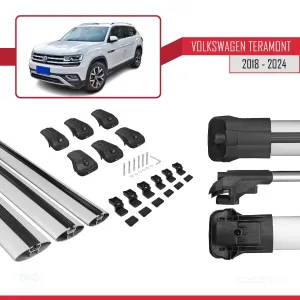 Volkswagen Teramont 2018 ve Sonrası ile uyumlu ACE-1 Ara Atkı Tavan Barı GRİ 3 ADET BAR thumb 5