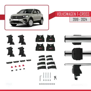 Volkswagen T-Cross 2019 ve Sonrası ile uyumlu ACE-4 Ara Atkı Tavan Barı GRİ thumb 4