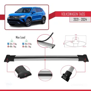 Volkswagen Taos 2021 ve Sonrası ile Uyumlu FLY Model Ara Atkı Tavan Barı GRİ 3 ADET BAR thumb 4
