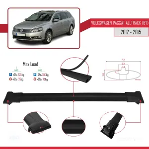 Volkswagen Passat Alltrack (B7) 2012-2015 Arası ile Uyumlu FLY Model Ara Atkı Tavan Barı SİYAH 3 ADET BAR thumb 4