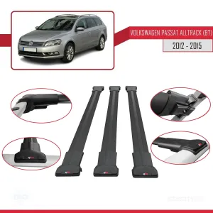 Volkswagen Passat Alltrack (B7) 2012-2015 Arası ile Uyumlu FLY Model Ara Atkı Tavan Barı SİYAH 3 ADET BAR thumb 5