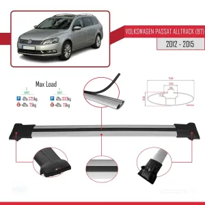 Volkswagen Passat Alltrack (B7) 2012-2015 Arası ile Uyumlu FLY Model Ara Atkı Tavan Barı GRİ 3 ADET BAR thumb 4