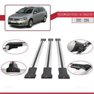 Volkswagen Passat Alltrack (B7) 2012-2015 Arası ile Uyumlu FLY Model Ara Atkı Tavan Barı GRİ 3 ADET BAR thumb 5