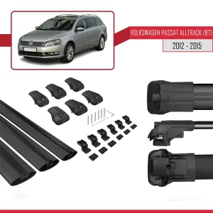 Volkswagen Passat Alltrack (B7) 2012-2015 Arası ile uyumlu ACE-1 Ara Atkı Tavan Barı SİYAH 3 ADET BAR thumb 5