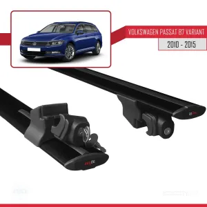 Volkswagen Passat (B7) VARIANT 2010-2015 Arası ile uyumlu HOOK Model Anahtar Kilitli Ara Atkı Tavan Barı SİYAH thumb 5