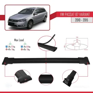 Volkswagen Passat (B7) VARIANT 2010-2015 Arası ile Uyumlu FLY Model Ara Atkı Tavan Barı SİYAH 3 ADET BAR thumb 4