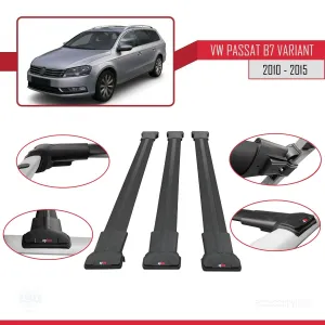 Volkswagen Passat (B7) VARIANT 2010-2015 Arası ile Uyumlu FLY Model Ara Atkı Tavan Barı SİYAH 3 ADET BAR thumb 5