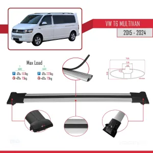 Volkswagen Multivan (T6) 2015 ve Sonrası ile Uyumlu FLY Model Ara Atkı Tavan Barı GRİ thumb 5