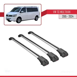 Volkswagen Multivan (T6) 2015 ve Sonrası ile uyumlu ACE-1 Ara Atkı Tavan Barı GRİ 3 ADET BAR thumb 3
