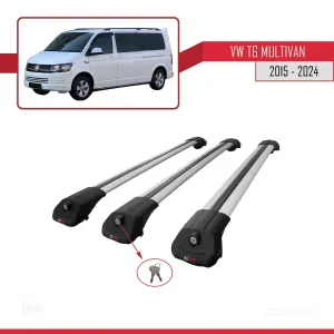 Volkswagen Multivan (T6) 2015 ve Sonrası ile uyumlu ACE-1 Ara Atkı Tavan Barı GRİ 3 ADET BAR thumb 4
