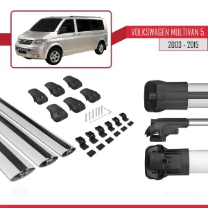 Volkswagen Multivan (T5) 2003-2015 Arası ile uyumlu ACE-1 Ara Atkı Tavan Barı GRİ 3 ADET BAR thumb 5
