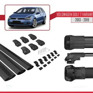 Volkswagen Golf 7 VARIANT 2013-2019 Arası ile uyumlu ACE-1 Ara Atkı Tavan Barı SİYAH 3 ADET BAR thumb 5