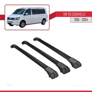 Volkswagen Caravelle (T6) 2015 ve Sonrası ile uyumlu ACE-1 Ara Atkı Tavan Barı SİYAH 3 ADET BAR thumb 3