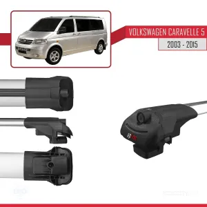 Volkswagen Caravelle (T5) 2003-2015 Arası ile uyumlu ACE-1 Ara Atkı Tavan Barı GRİ 4 ADET BAR thumb 5