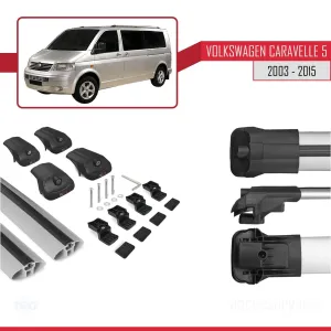 Volkswagen Caravelle (T5) 2003-2015 Arası ile uyumlu ACE-1 Ara Atkı Tavan Barı GRİ thumb 5