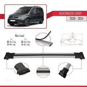 Volkswagen Caddy 2020 ve Sonrası ile uyumlu FLY Model Ara Atkı Tavan Barı GRİ 4 ADET BAR thumb 4