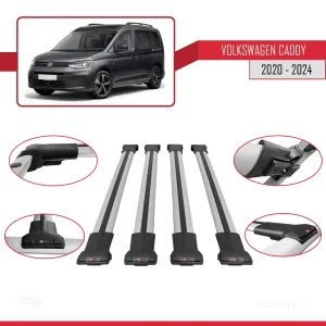 Volkswagen Caddy 2020 ve Sonrası ile uyumlu FLY Model Ara Atkı Tavan Barı GRİ 4 ADET BAR thumb 5
