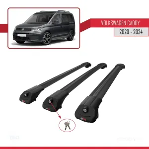 Volkswagen Caddy 2020 ve Sonrası ile uyumlu ACE-1 Ara Atkı Tavan Barı SİYAH 3 ADET BAR thumb 4