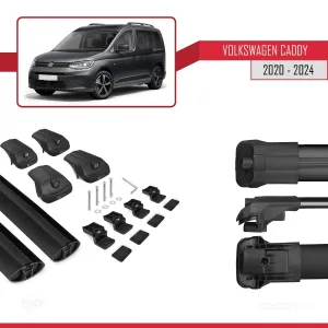Volkswagen Caddy 2020 ve Sonrası ile uyumlu ACE-1 Ara Atkı Tavan Barı SİYAH thumb 5