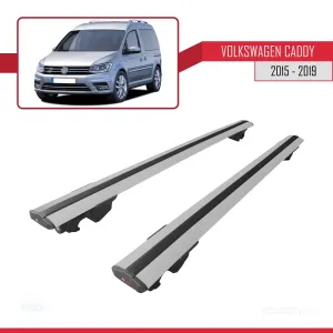 Volkswagen Caddy 2015-2019 Arası ile uyumlu HOOK Model Anahtar Kilitli Ara Atkı Tavan Barı GRİ thumb 4