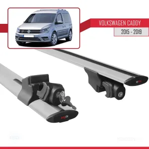 Volkswagen Caddy 2015-2019 Arası ile uyumlu HOOK Model Anahtar Kilitli Ara Atkı Tavan Barı GRİ thumb 5