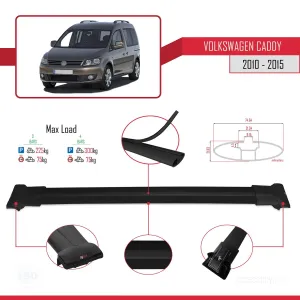 Volkswagen Caddy 2010-2015 Arası ile uyumlu FLY Model Ara Atkı Tavan Barı SİYAH 3 ADET BAR thumb 4
