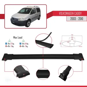 Volkswagen Caddy 2003-2010 Arası ile uyumlu FLY Model Ara Atkı Tavan Barı SİYAH 3 ADET BAR thumb 4