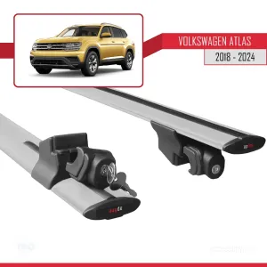 Volkswagen Atlas 2018 ve Sonrası ile uyumlu HOOK Model Anahtar Kilitli Ara Atkı Tavan Barı GRİ thumb 5