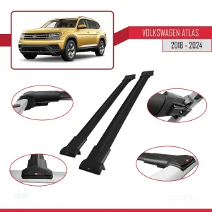 Volkswagen Atlas 2018 ve Sonrası ile Uyumlu FLY Model Ara Atkı Tavan Barı SİYAH thumb 5