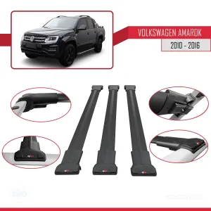 Volkswagen Amarok 2010-2016 Arası ile Uyumlu FLY Model Ara Atkı Tavan Barı SİYAH 3 ADET BAR thumb 5