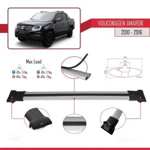 Volkswagen Amarok 2010-2016 Arası ile uyumlu FLY Model Ara Atkı Tavan Barı GRİ thumb 4