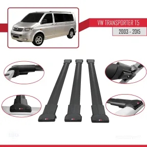 Volkswagen (T5) 2003-2015 Arası ile uyumlu FLY Model Ara Atkı Tavan Barı SİYAH 3 ADET BAR thumb 5