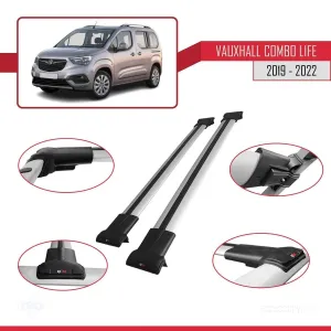 Vauxhall Combo Life 2019-2022 Arası ile Uyumlu FLY Model Ara Atkı Tavan Barı GRİ thumb 4