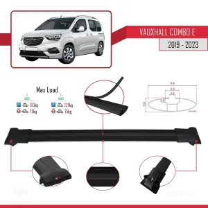 Vauxhall Combo E 2019-2023 Arası ile Uyumlu FLY Model Ara Atkı Tavan Barı SİYAH thumb 4