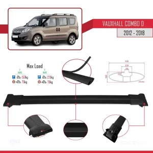 Vauxhall Combo D 2012-2018 Arası ile Uyumlu FLY Model Ara Atkı Tavan Barı SİYAH thumb 4