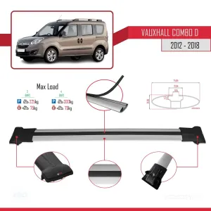 Vauxhall Combo D 2012-2018 Arası ile Uyumlu FLY Model Ara Atkı Tavan Barı GRİ 3 ADET BAR thumb 4