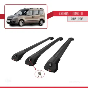 Vauxhall Combo D 2012-2018 Arası ile uyumlu ACE-1 Ara Atkı Tavan Barı SİYAH 3 ADET BAR thumb 4