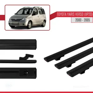 Toyota Yaris Verso (XP20) 2000-2005 Arası ile uyumlu Basic Model Ara Atkı Tavan Barı SİYAH 3 ADET thumb 3
