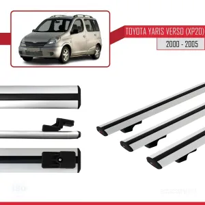 Toyota Yaris Verso (XP20) 2000-2005 Arası ile uyumlu Basic Model Ara Atkı Tavan Barı GRİ 3 ADET thumb 3