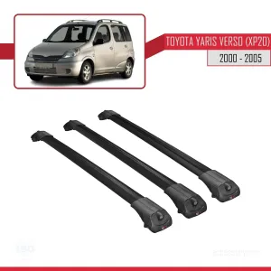 Toyota Yaris Verso (XP20) 2000-2005 Arası ile uyumlu ACE-1 Ara Atkı Tavan Barı SİYAH 3 ADET BAR thumb 3