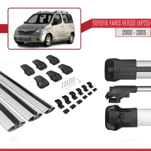 Toyota Yaris Verso (XP20) 2000-2005 Arası ile uyumlu ACE-1 Ara Atkı Tavan Barı GRİ 3 ADET BAR - Görsel 5