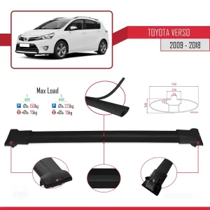 Toyota Verso 2009-2018 Arası ile uyumlu FLY Model Ara Atkı Tavan Barı SİYAH thumb 4
