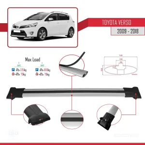 Toyota Verso 2009-2018 Arası ile Uyumlu FLY Model Ara Atkı Tavan Barı GRİ 3 ADET BAR thumb 4