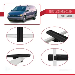 Toyota Sienna (XL10) 1998-2003 Arası ile uyumlu Basic Model Ara Atkı Tavan Barı SİYAH 3 ADET thumb 4