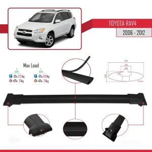 Toyota RAV4 2006-2012 Arası ile Uyumlu FLY Model Ara Atkı Tavan Barı SİYAH 3 ADET BAR - Görsel 4