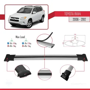 Toyota RAV4 2006-2012 Arası ile uyumlu FLY Model Ara Atkı Tavan Barı GRİ - Görsel 4