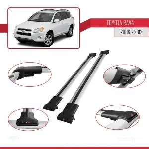Toyota RAV4 2006-2012 Arası ile uyumlu FLY Model Ara Atkı Tavan Barı GRİ - Görsel 5