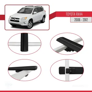 Toyota RAV4 2006-2012 Arası ile uyumlu Basic Model Ara Atkı Tavan Barı SİYAH 3 ADET - Görsel 4